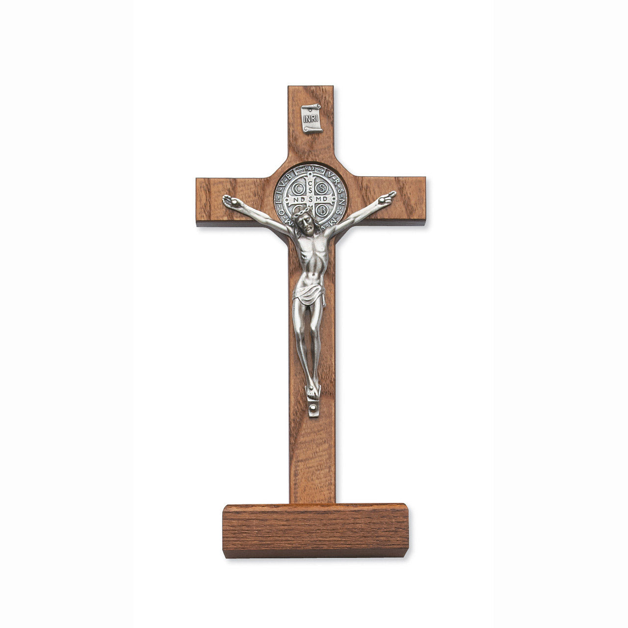 Standing Walnut St. Benedict Crucifix - 8 in