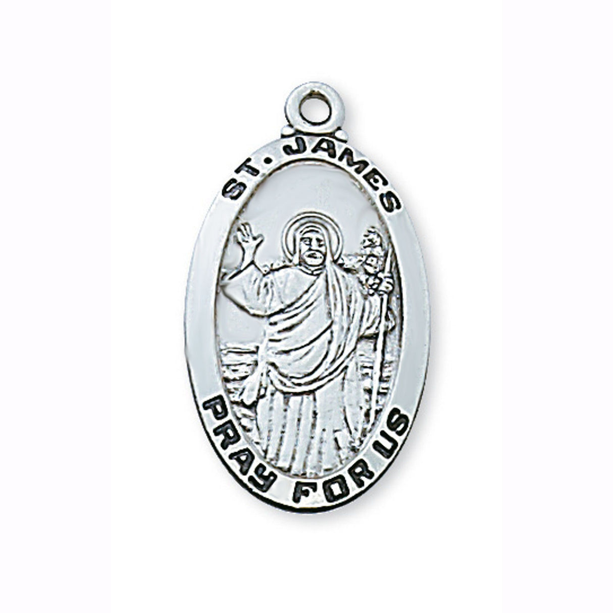 1-1/8" Oval St James the Lesser Medal in Sterling Silver- Chained L550JA