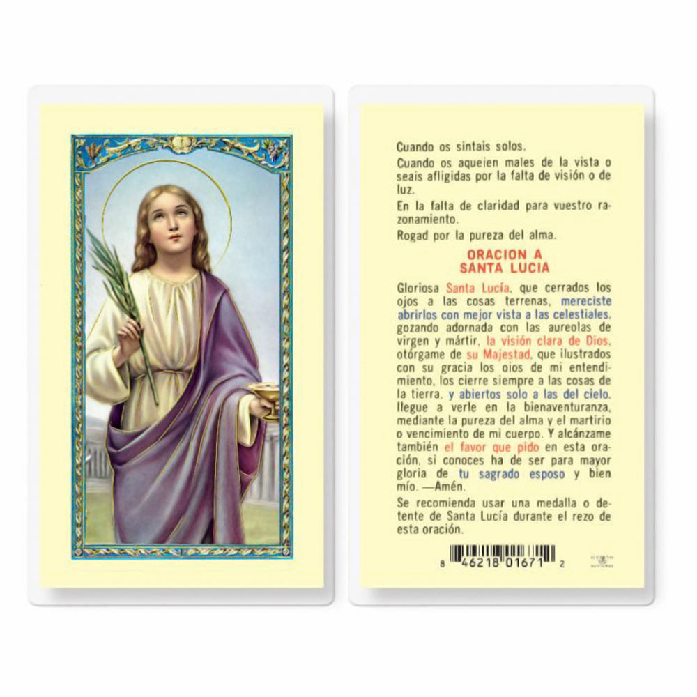 Oracion a Santa Lucia Holy Card