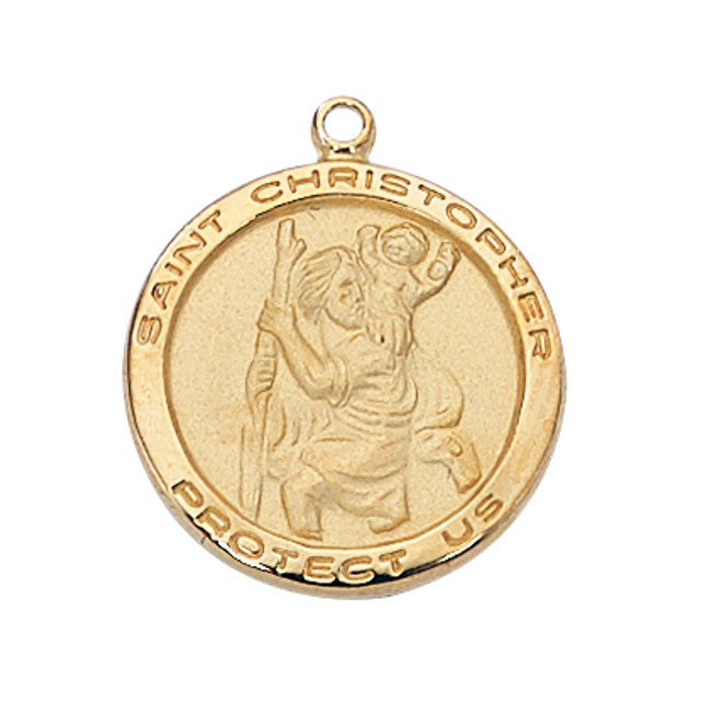 Saint Christopher Gold over Sterling Round Medal J515CH