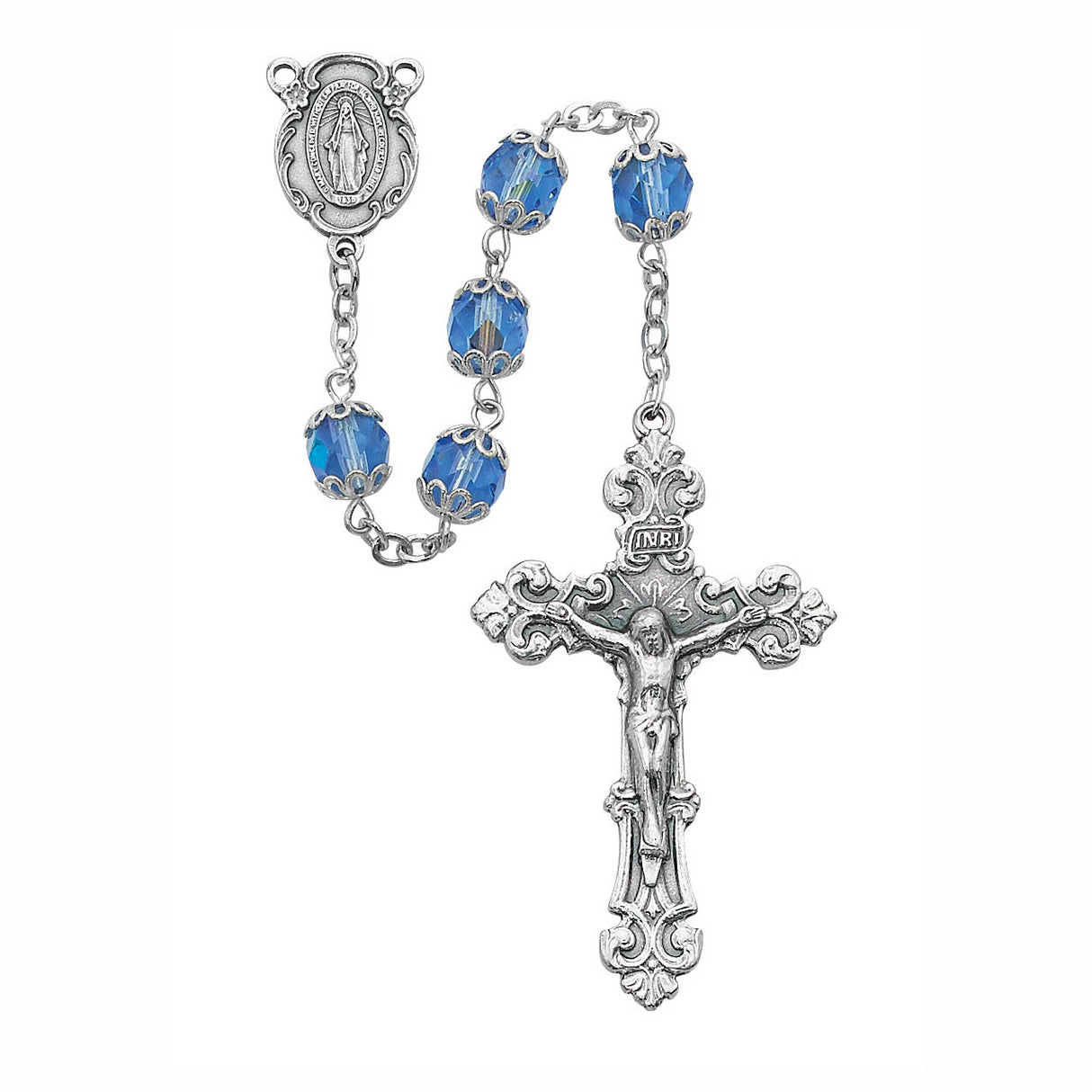 7mm Blue Aurora Capped Rosary