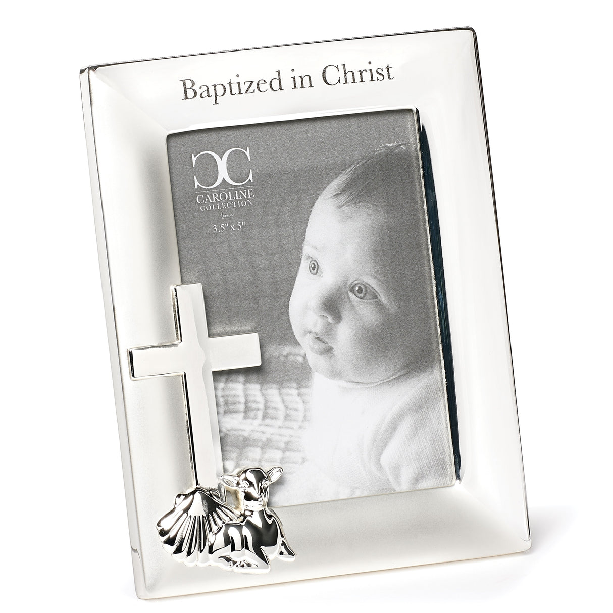6.75in Silver Baby Baptism Frame from Caroline Collection