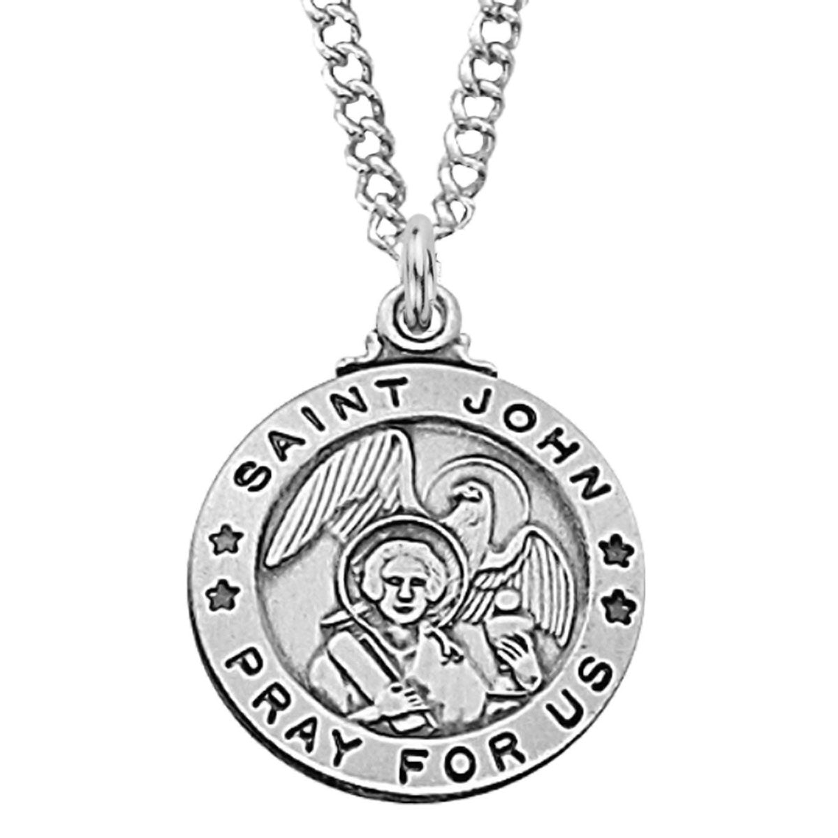 St John the Evangelist Sterling Silver Medal Necklace L600JNE