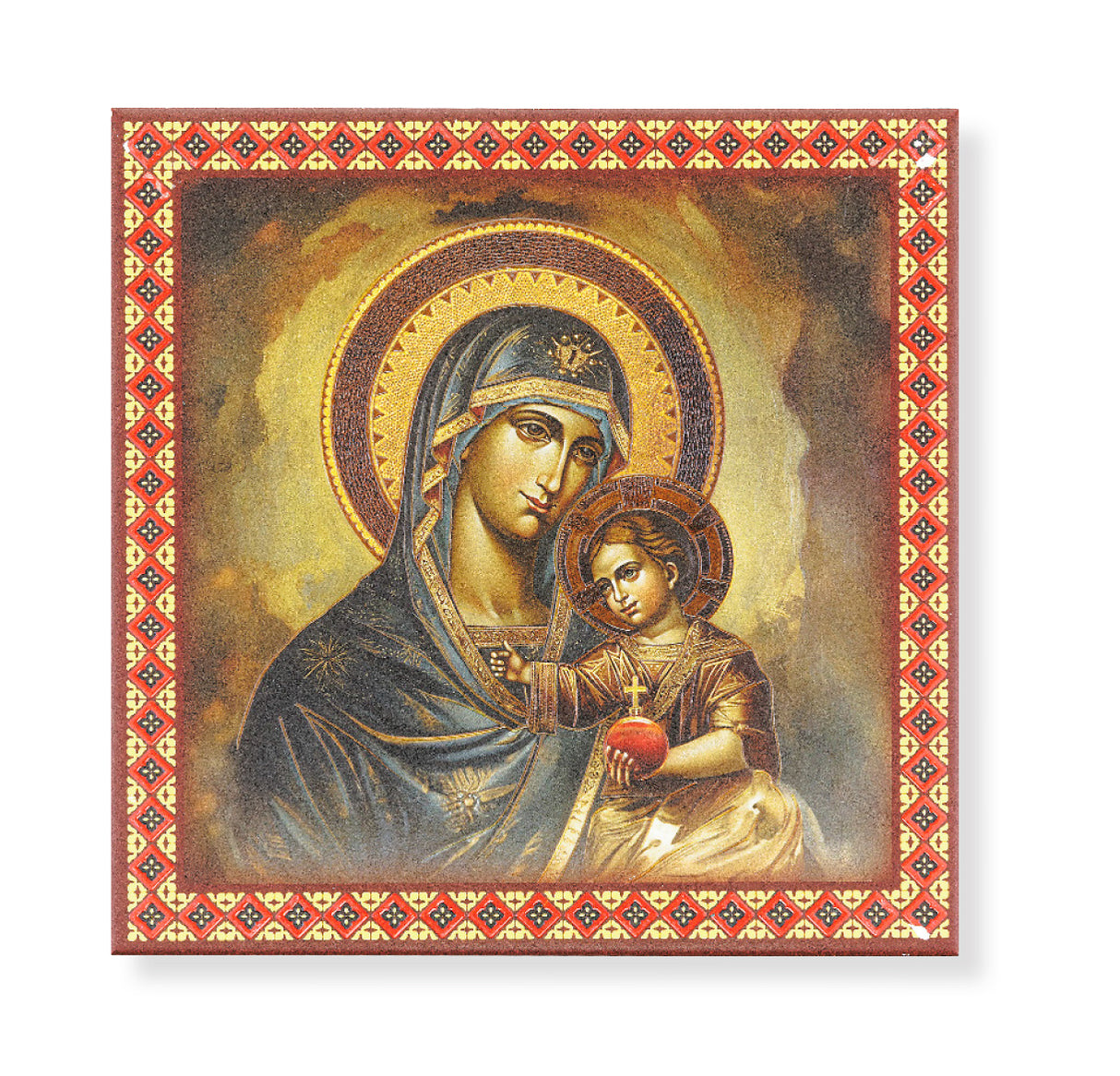 7.75 inch Byzantine Madonna & Child Printed Ceramic Tile 2570-838