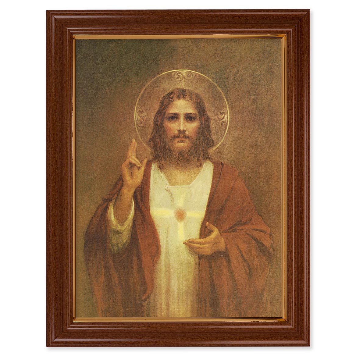 Chambers Sacred Heart Walnut & Gold Framed Print - 134-109