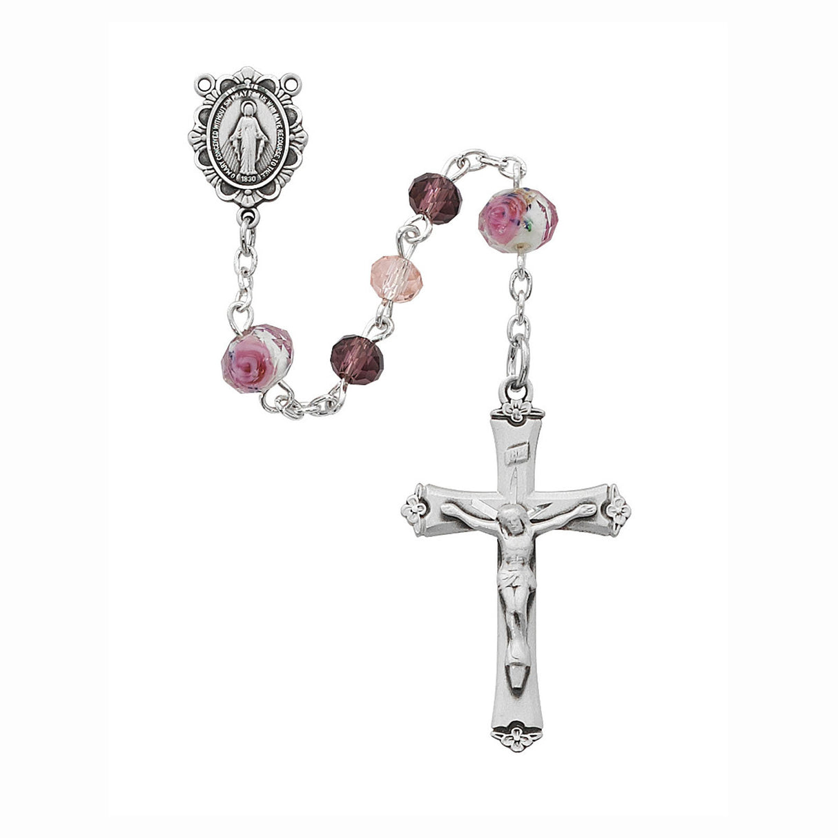 Deluxe Pink, Purple & Floral Crystal Bead Rosary