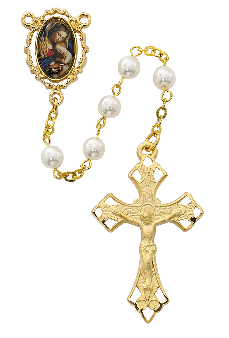 Gold Plated Madonna and Child Rosary