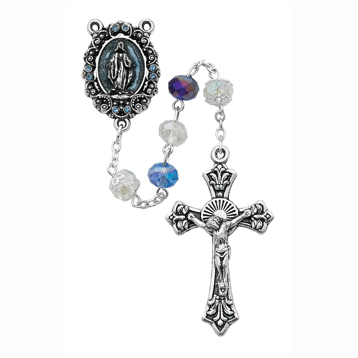 Deluxe Multi Blue and Crystal Rosary