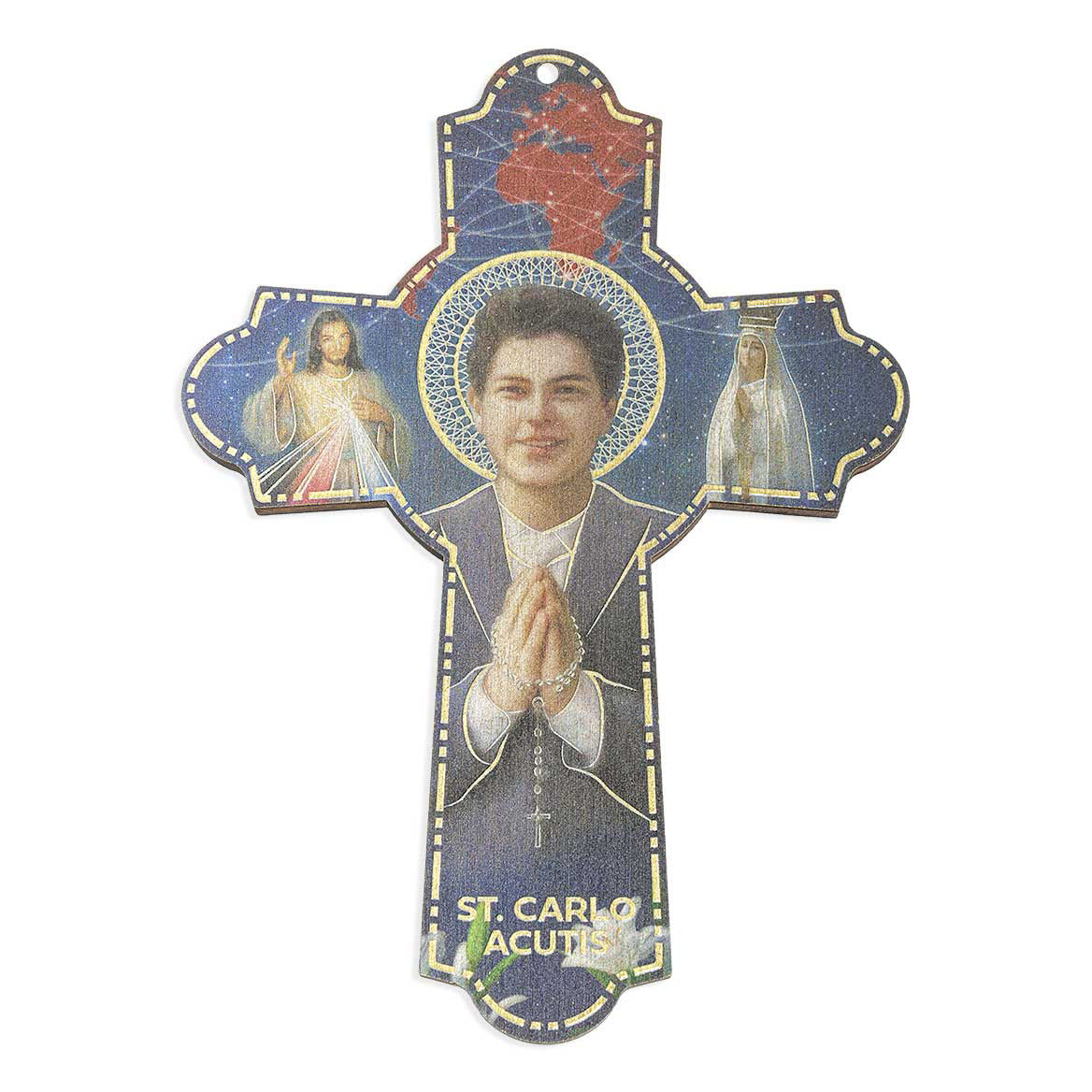 6 inch St Carlo Acutis Cross Plaque 348-972