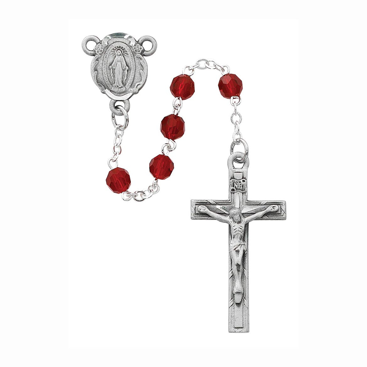 Deluxe Pewter Garnet Red Crystal Rosary