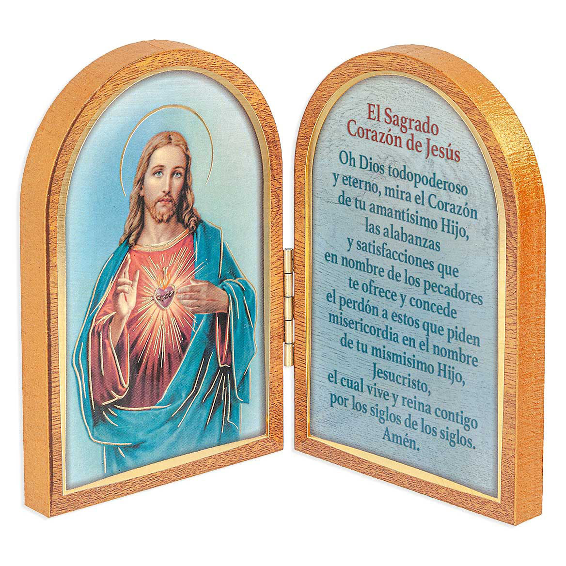 Sacred Heart Spanish Prayer 3.5 x 4.75 inch Diptych