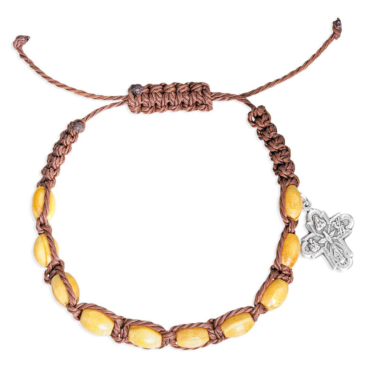 St Benedict Oval Bead & Cord Rosary Bracelet 9634