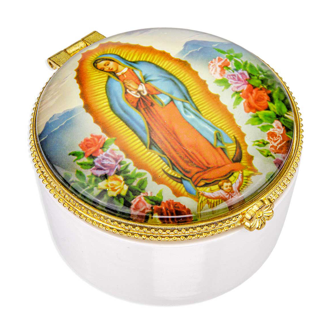 Our Lady of Guadalupe Round Porcelain Box 5991-218