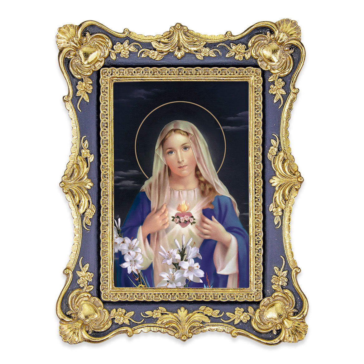 Immaculate Heart of Mary Gold-Leaf & Blue Frame 4603-258