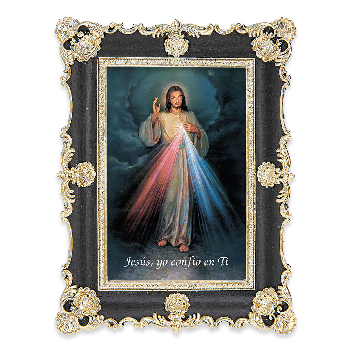 Misericordia Divina con Hoja de Oro y Marco Negro 4604-124