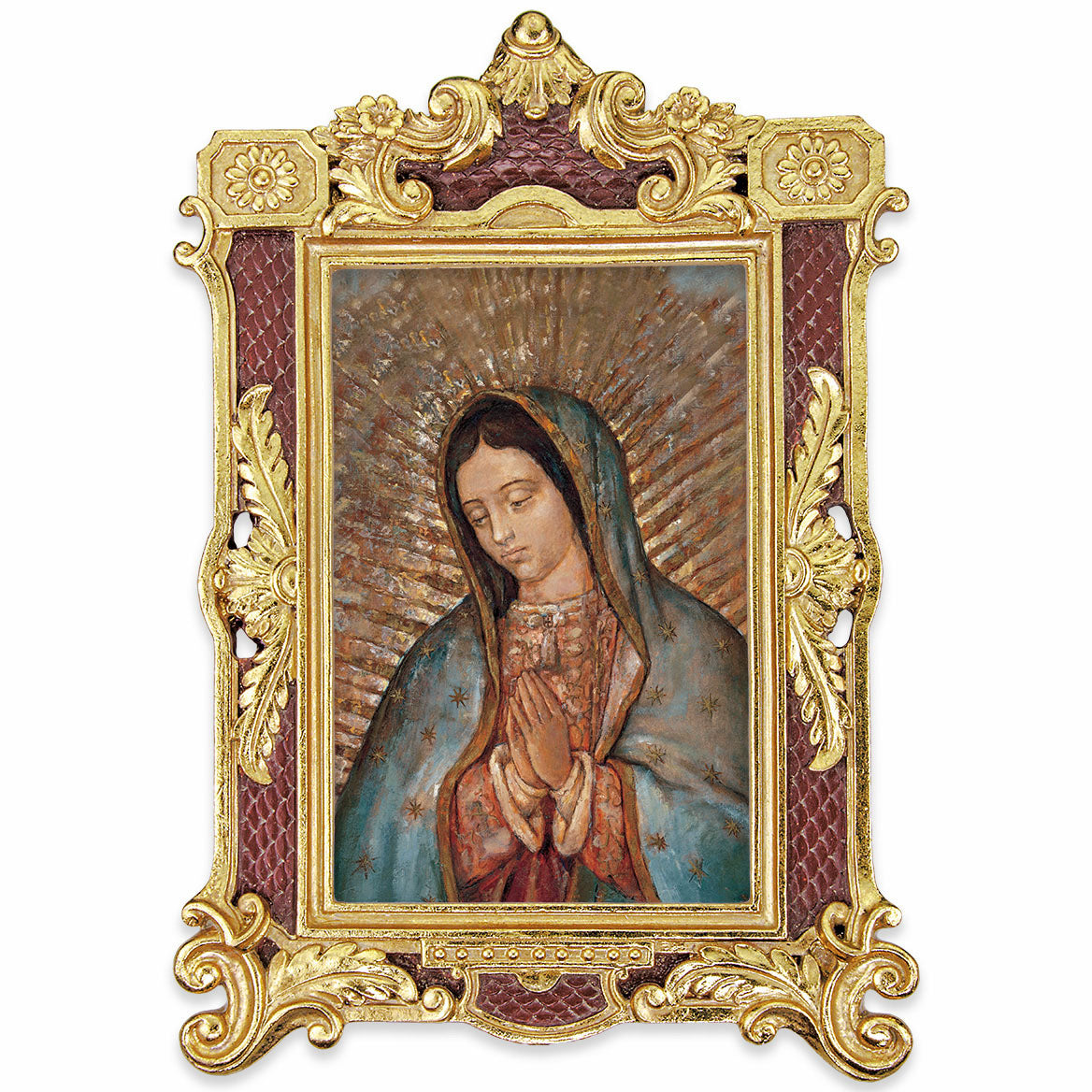 Our Lady of Guadalupe Gold-Leaf & Burgundy Frame 4605-217