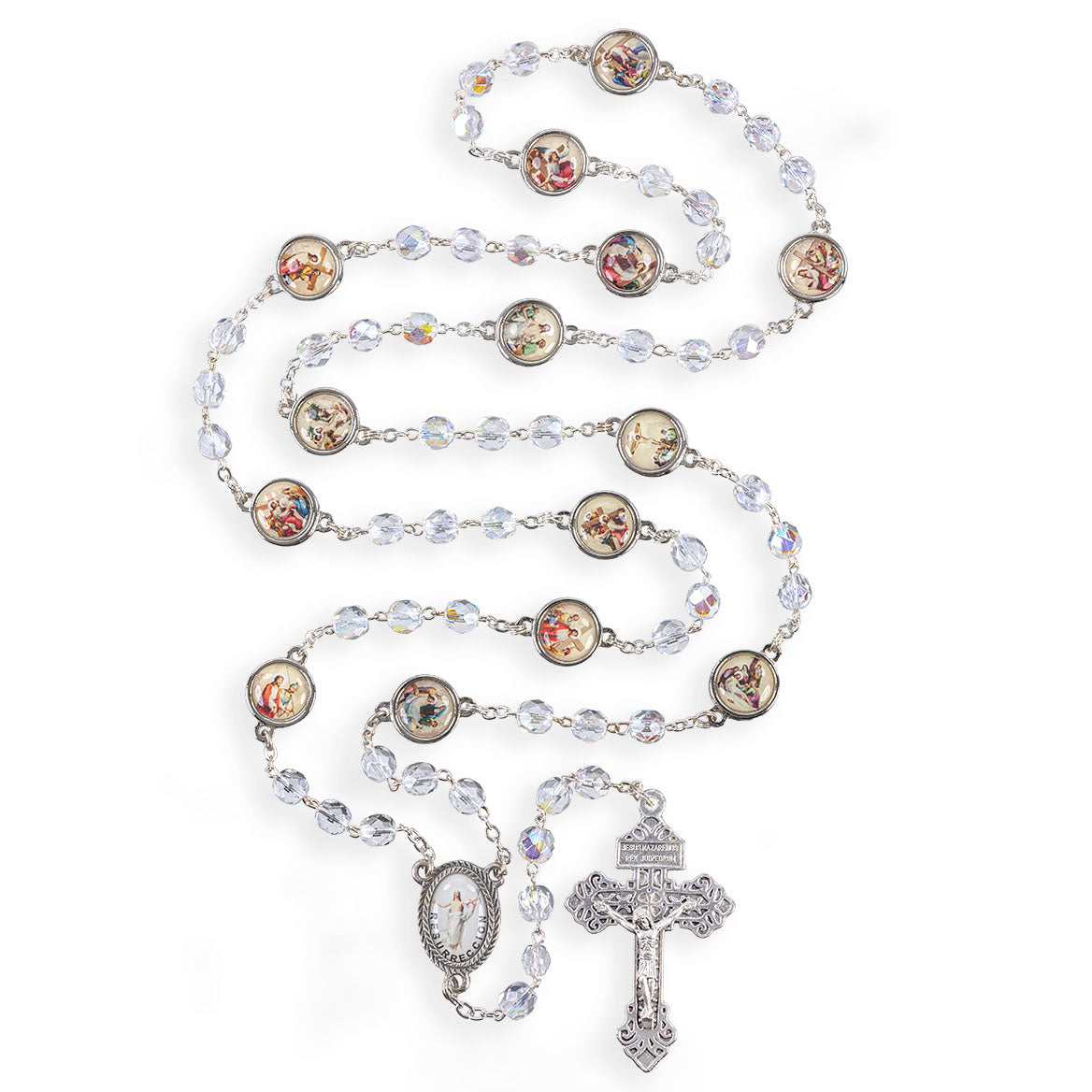 Via Cruces Crystal Rosary - Stations of the Cross Chaplet 01020CR