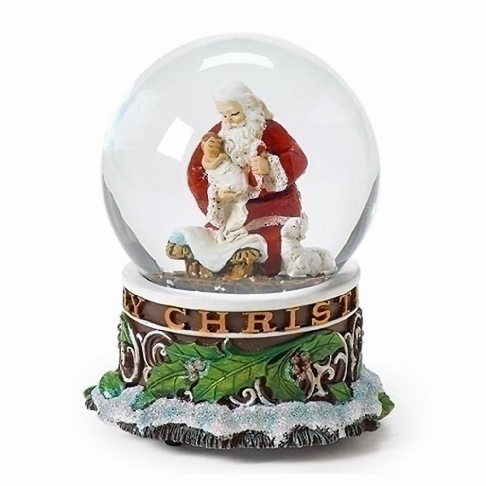 Kneeling Santa Musical Glitterdome