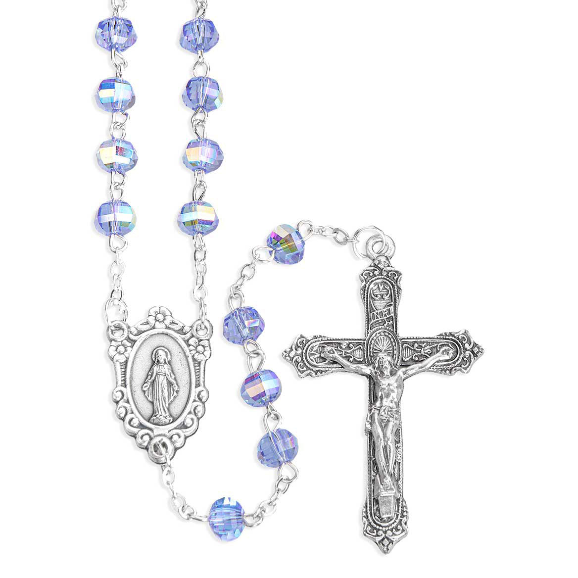 6mm Faceted Sapphire Blue AB Rosary 186SP