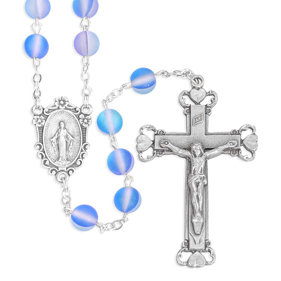 6mm Blue Cats Eye Rosary 184BL - Mid-Price