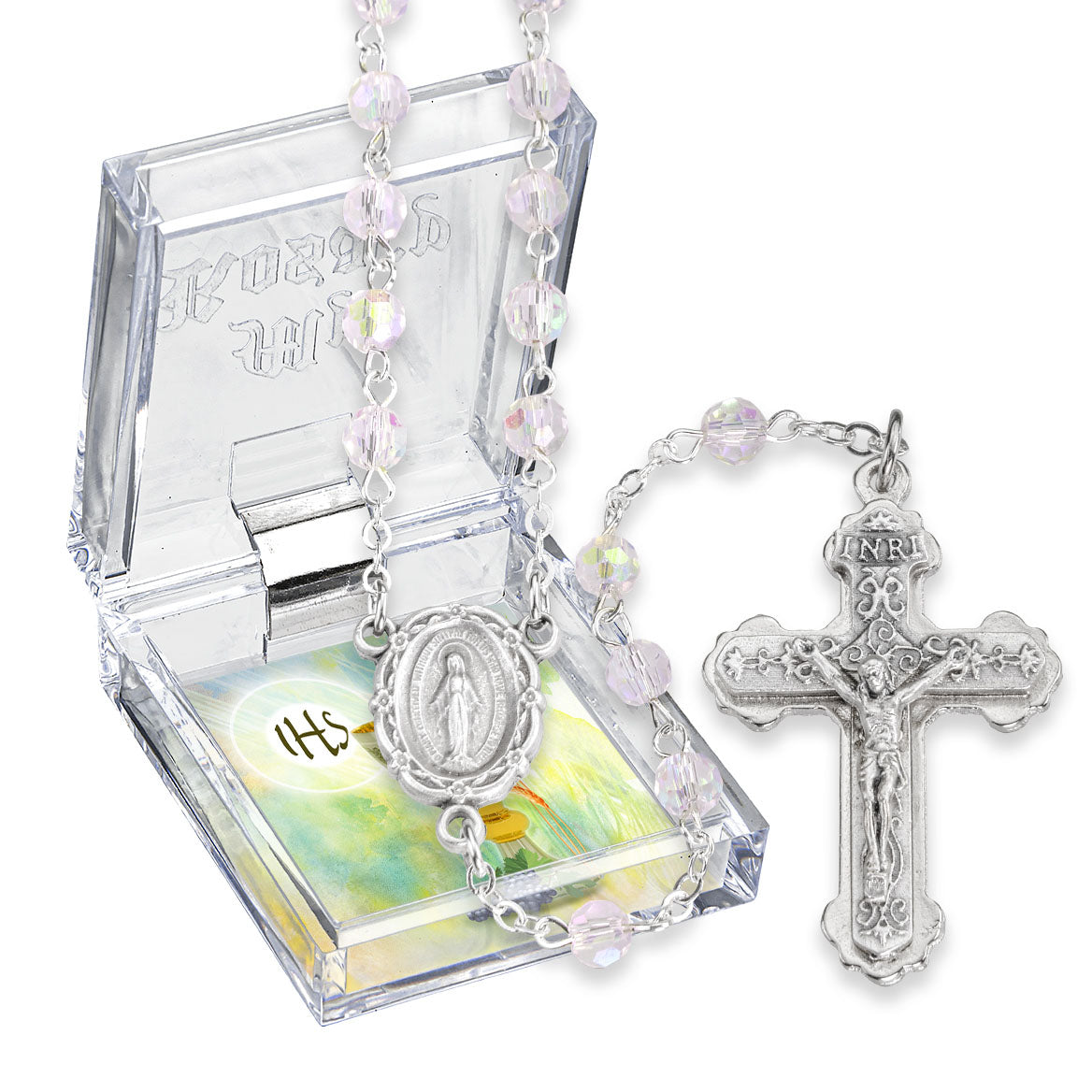 5mm AB Crystal Bead First Communion Rosary 01333CR