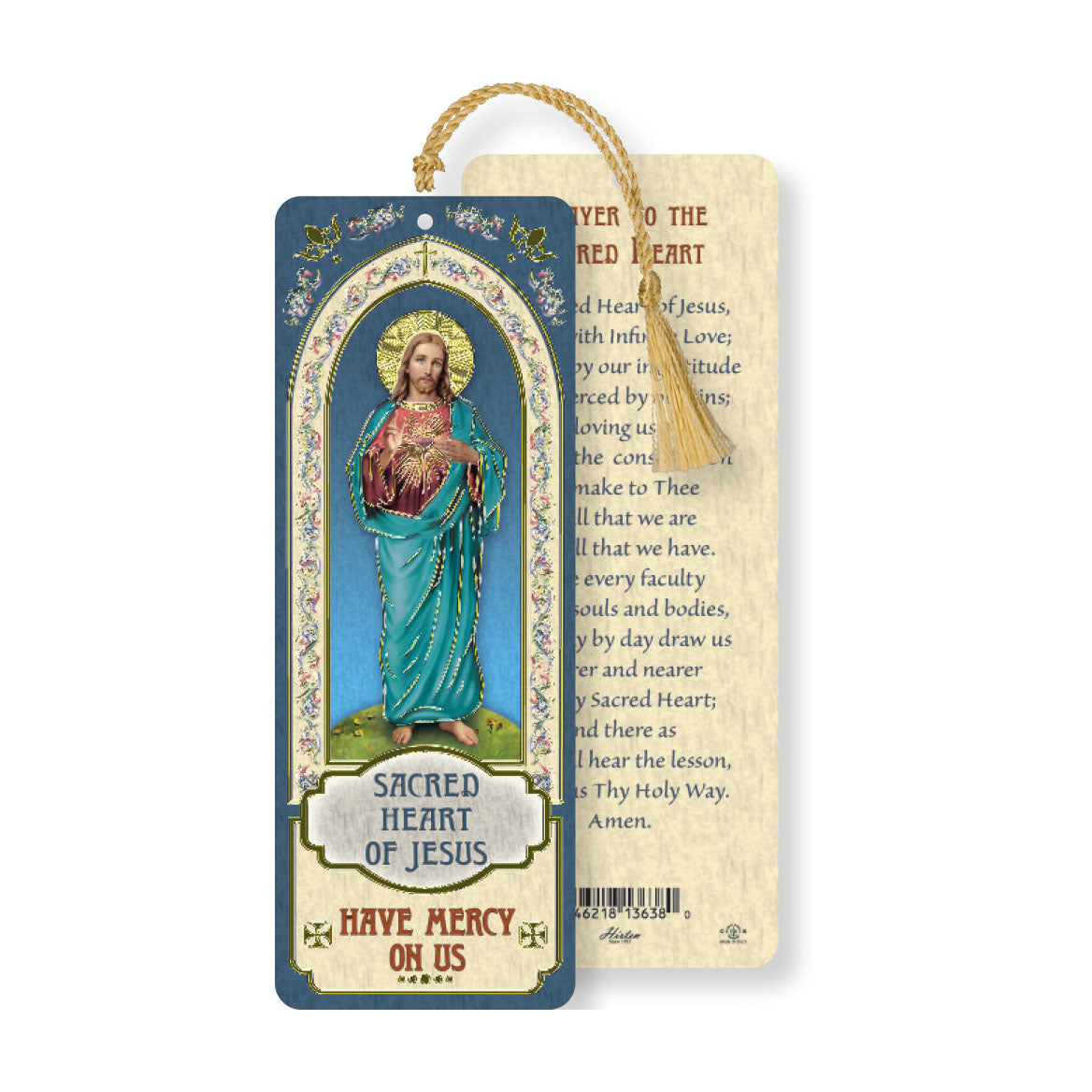Laminated Sacred Heart Bookmark with Tassel B8-101