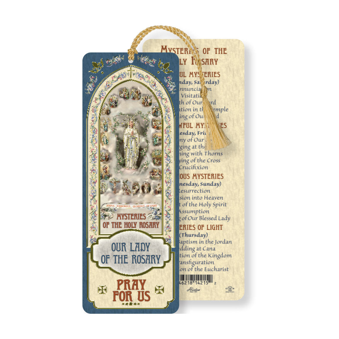 Laminated Our Lady of the Rosary Bookmark with Tassel B8-212