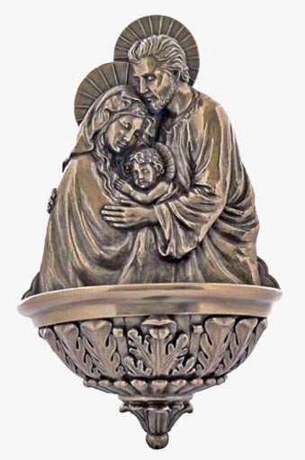 Holy Family Holy Water Font in Cold-cast Bronze