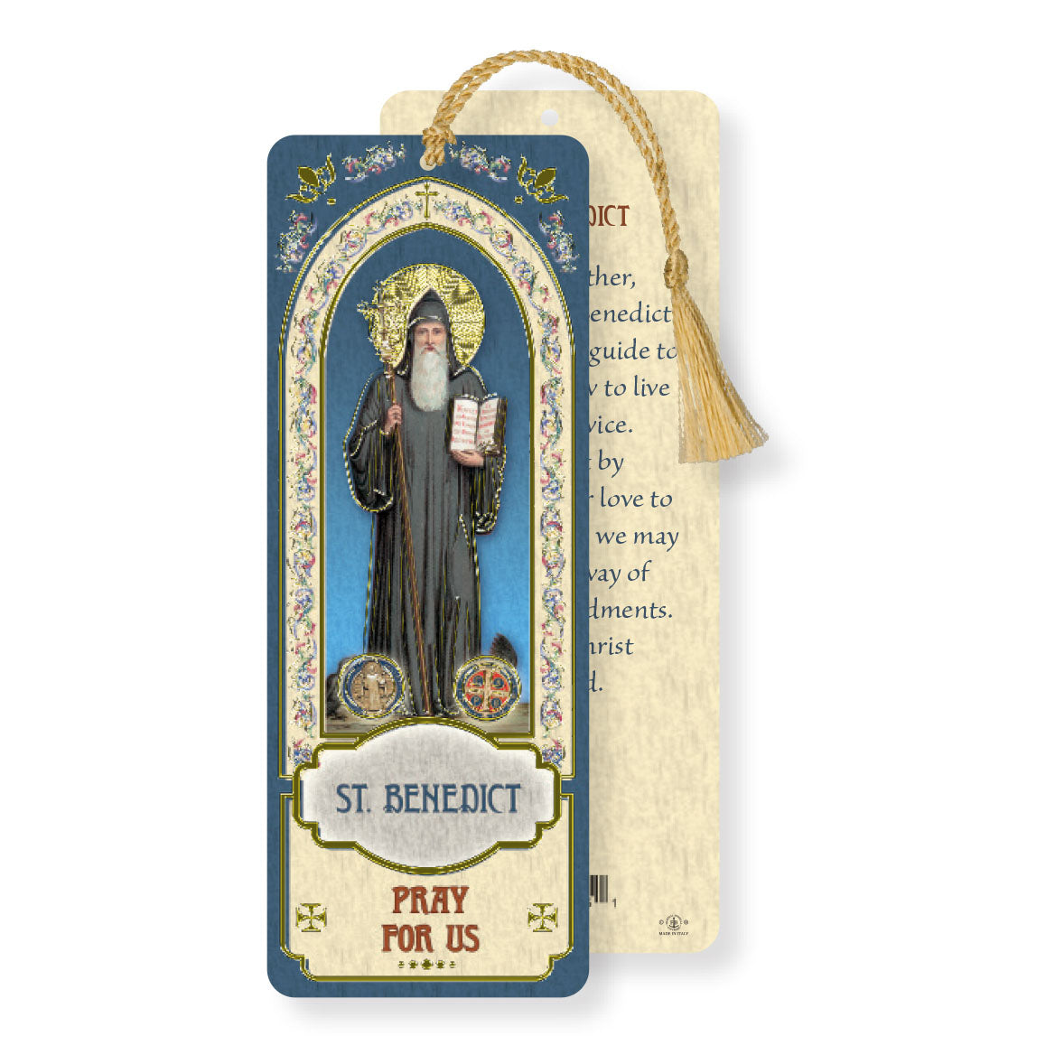 Laminated St Benedict Bookmark with Tassel B8-645