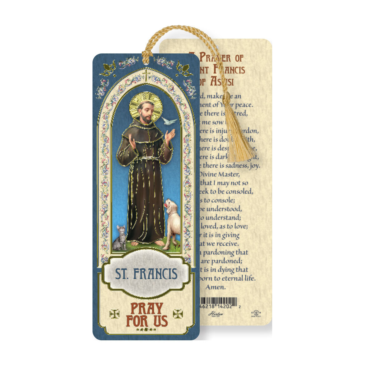 Laminated St Francis Bookmark with Tassel B8-314