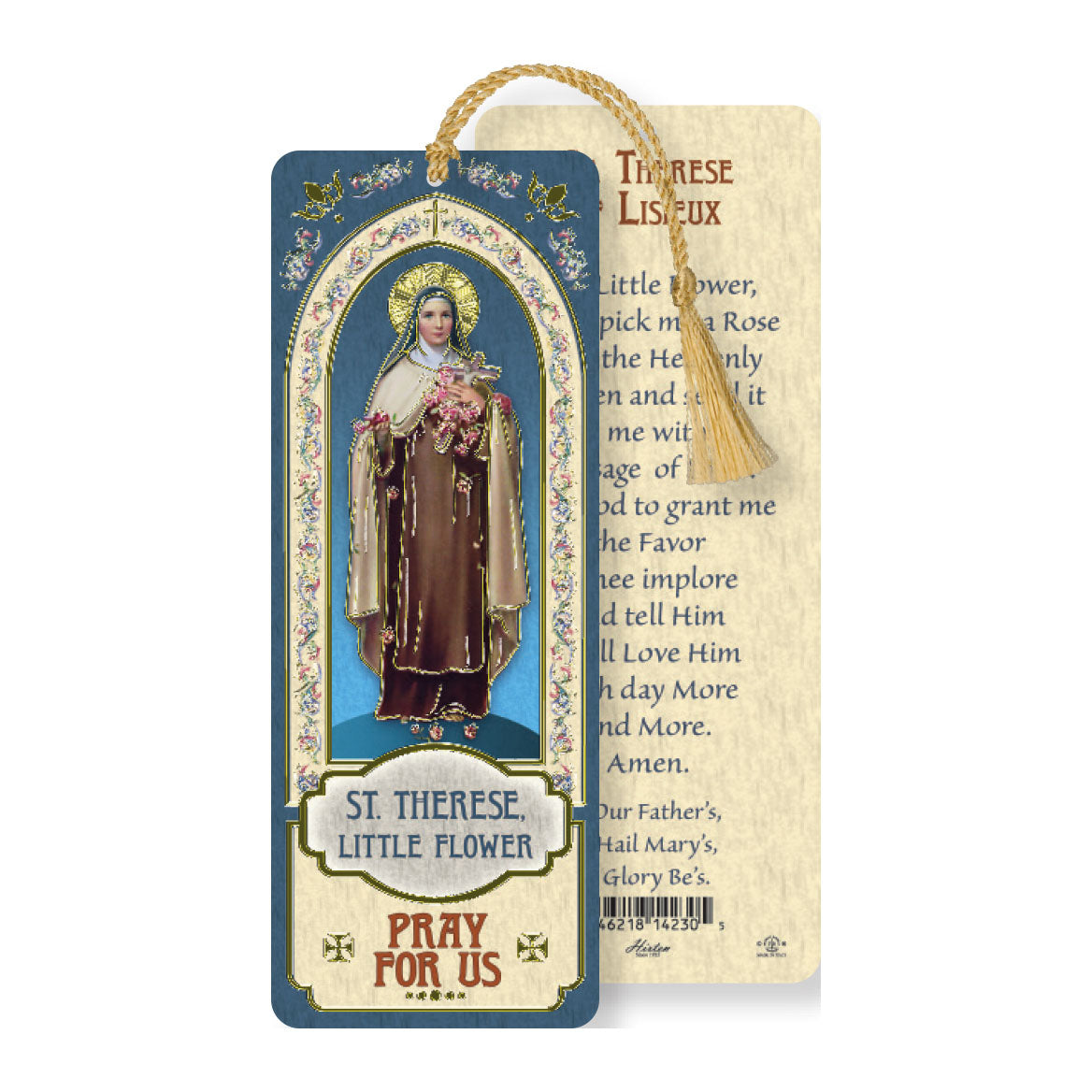 Laminated St Therese Bookmark with Tassel B8-341