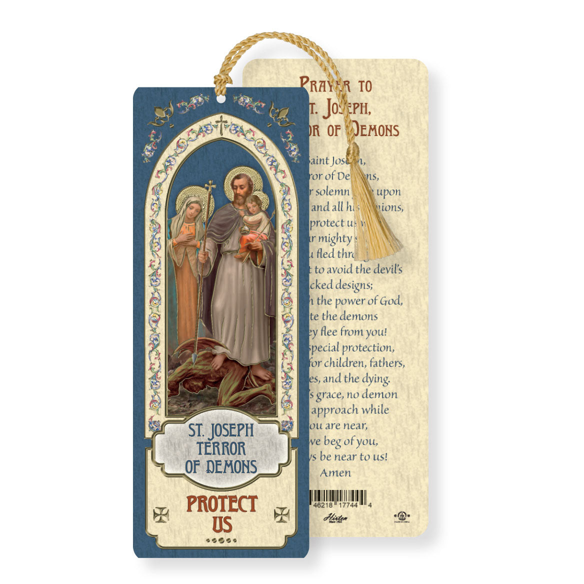 Laminated St Joseph Terror of Demons Bookmark with Tassel B8-977