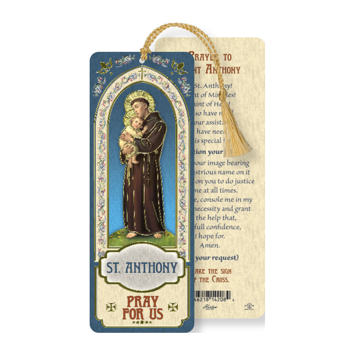 Laminated St Anthony Bookmark with Tassel B8-300