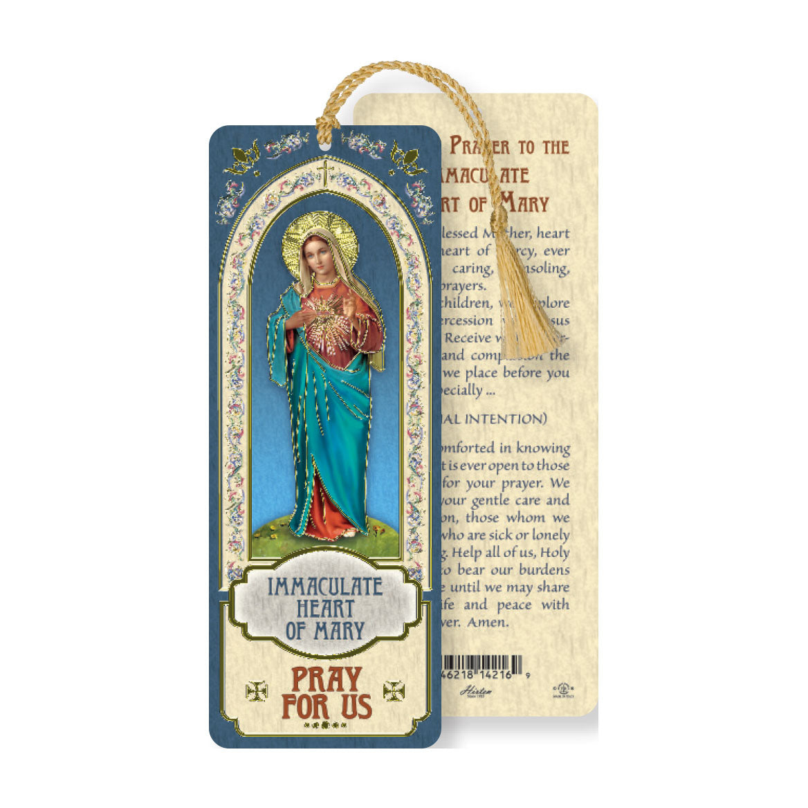 Laminated Immaculate Heart of Mary Bookmark with Tassel B8-201