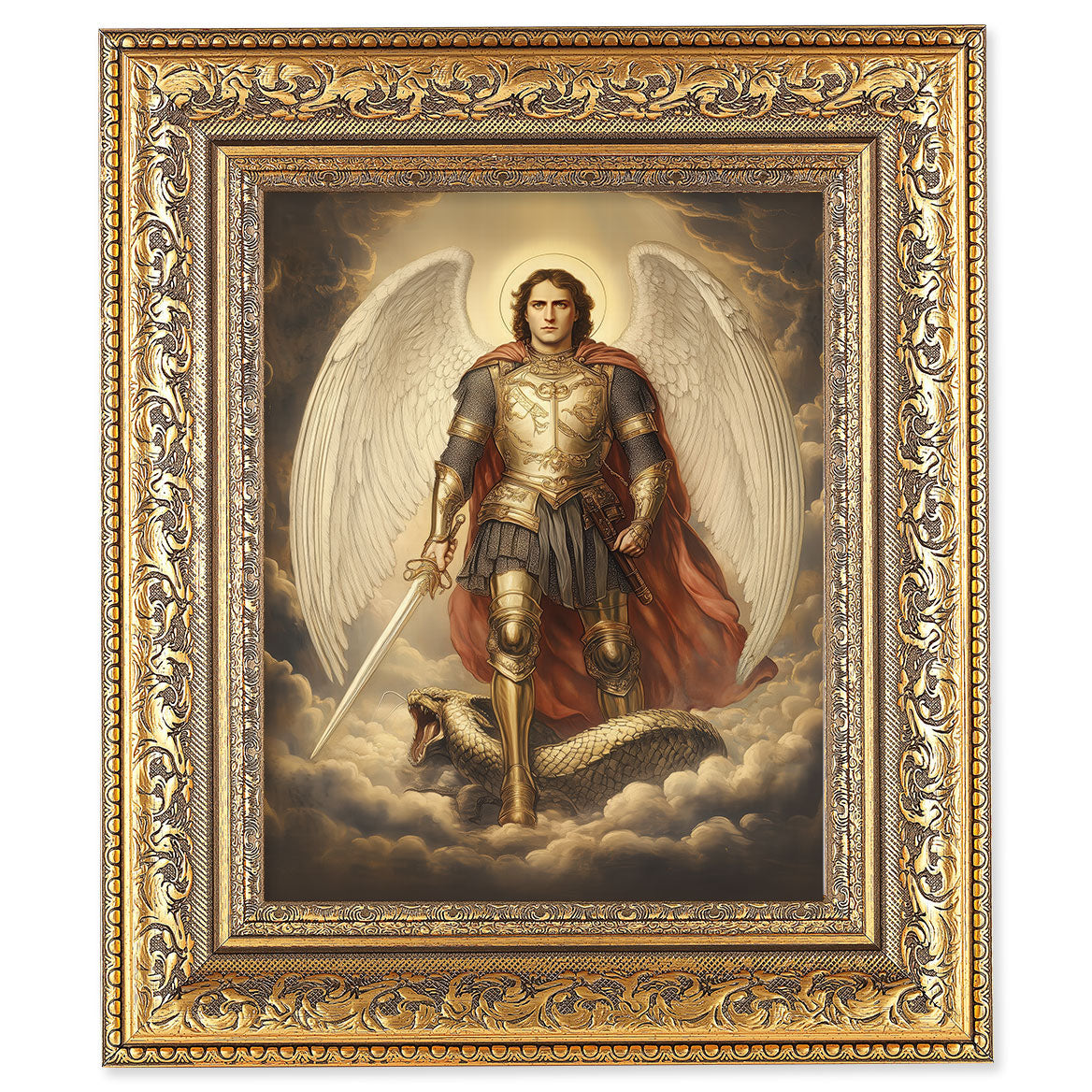 Gold Leaf & Foil St Michael in Armor 12.5x14.5 Gold Framed Print