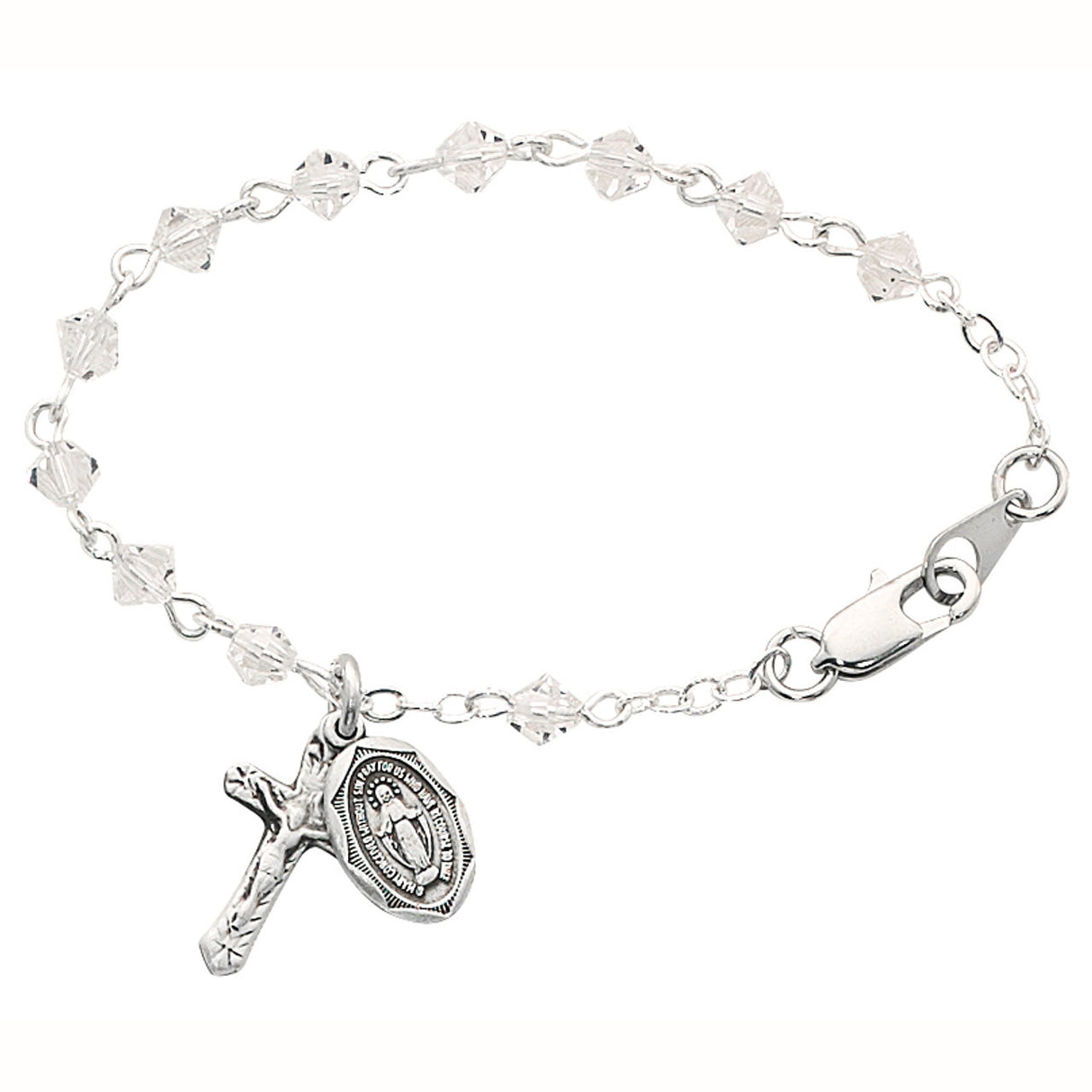 Deluxe Clear Crystal Rosary Bracelet for Babies BR126D