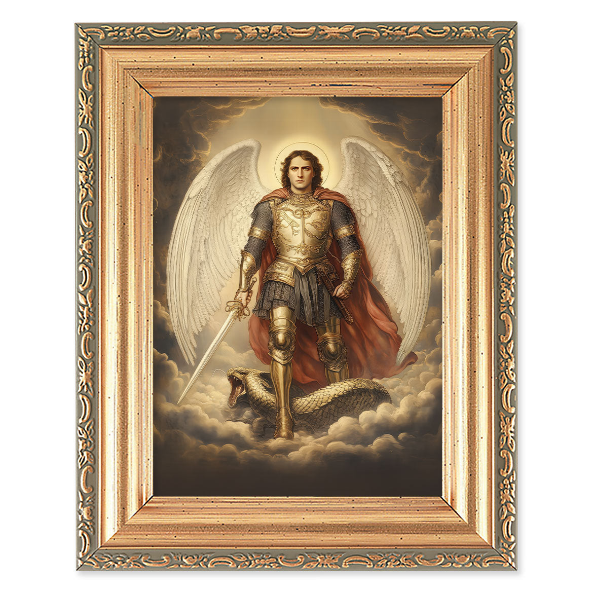 St Michael in Armor Print in Small Gold Frame 461-972
