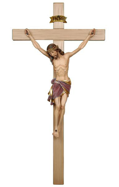 11 inch Wood Carved Siena Crucifix in Full Color