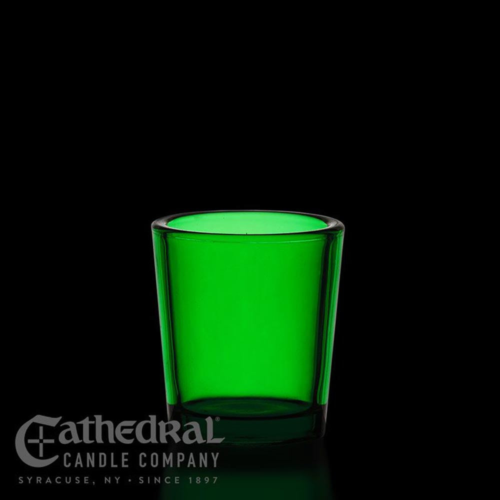 15 hour Green Votive Candle Glass by the dozen