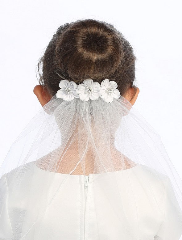 Sydney 3 Flower 1st Communion Comb Veil