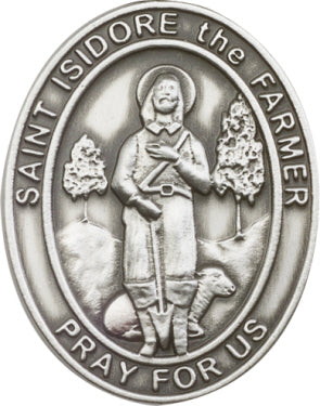 Antique Silver St. Isidore the Farmer Visor Clip 6976VS