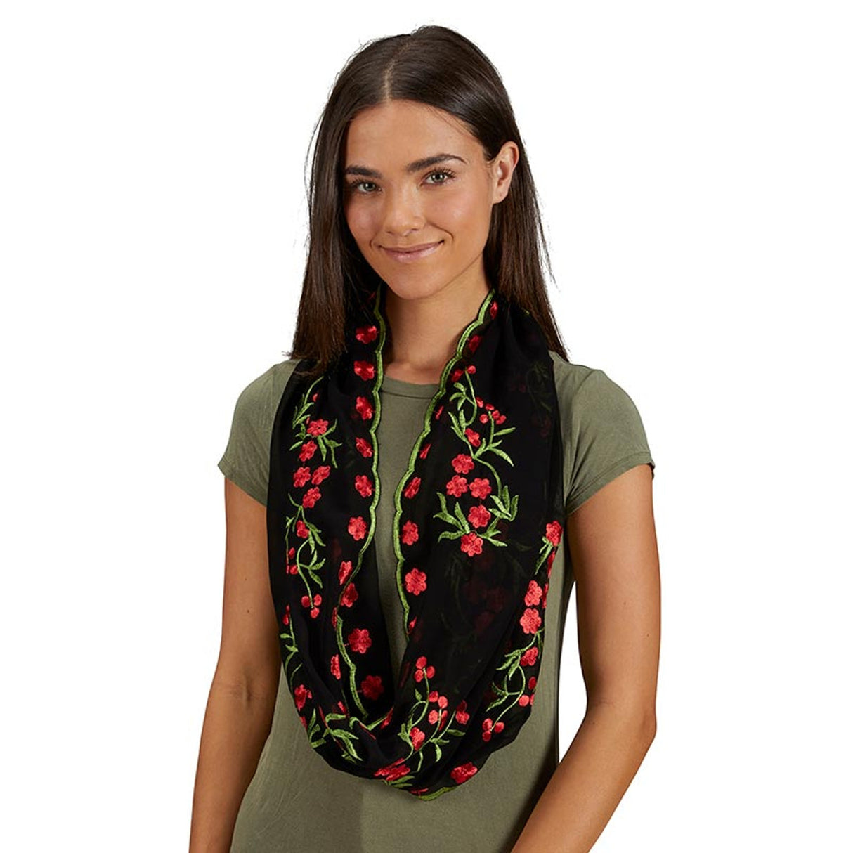 Infinity Black & Red Floral Chapel Veil