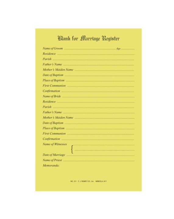 Marriage Register Blanks no. 311