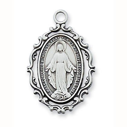 Sterling SIlver Miraculous with Fancy Scrolled Edge - no. L621MI