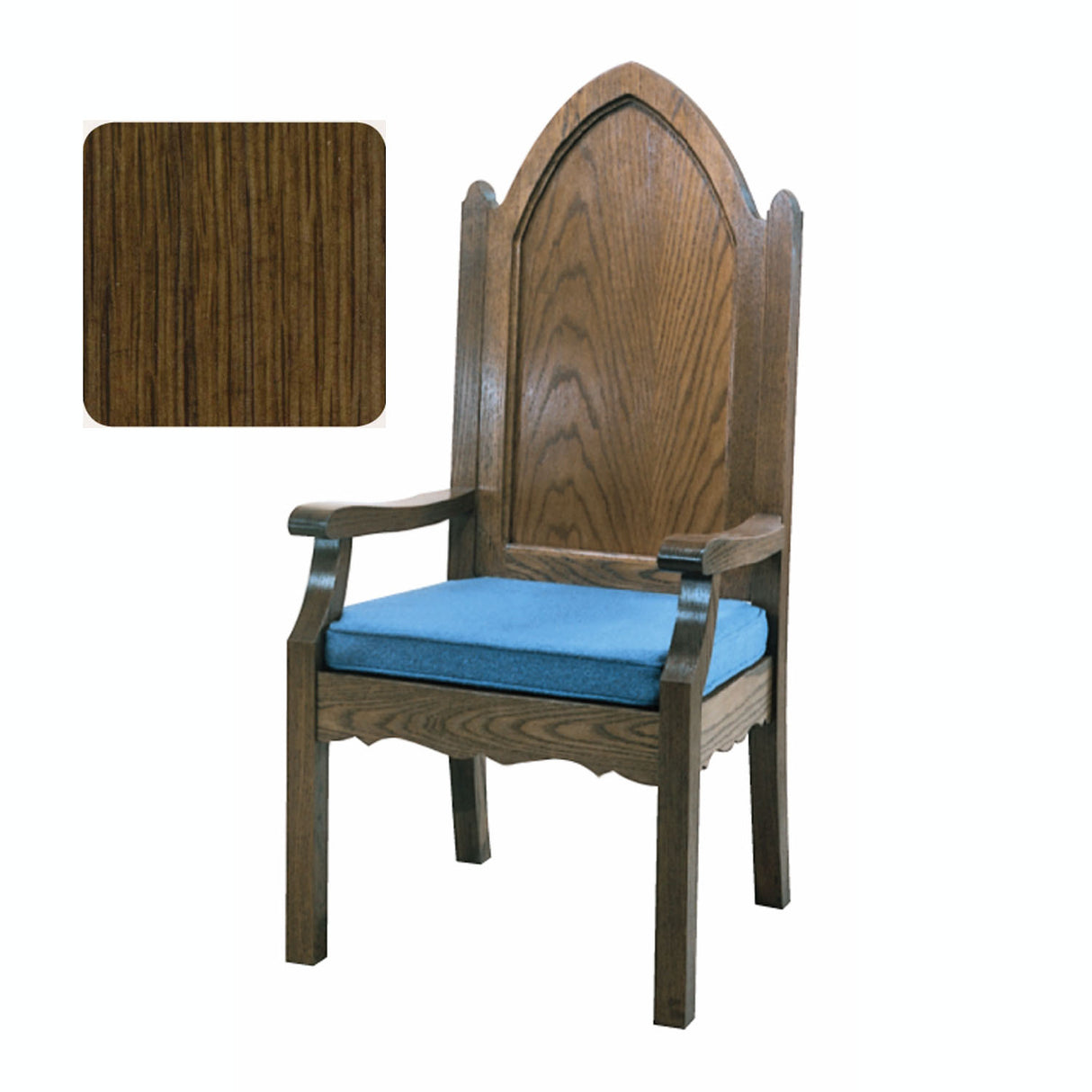 Walnut Finish Gothic Style Celebrant Chair with Optional Padded Back 972A
