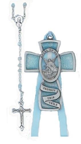 Blue Guardian Angel Rosary & Cross Set - BS9