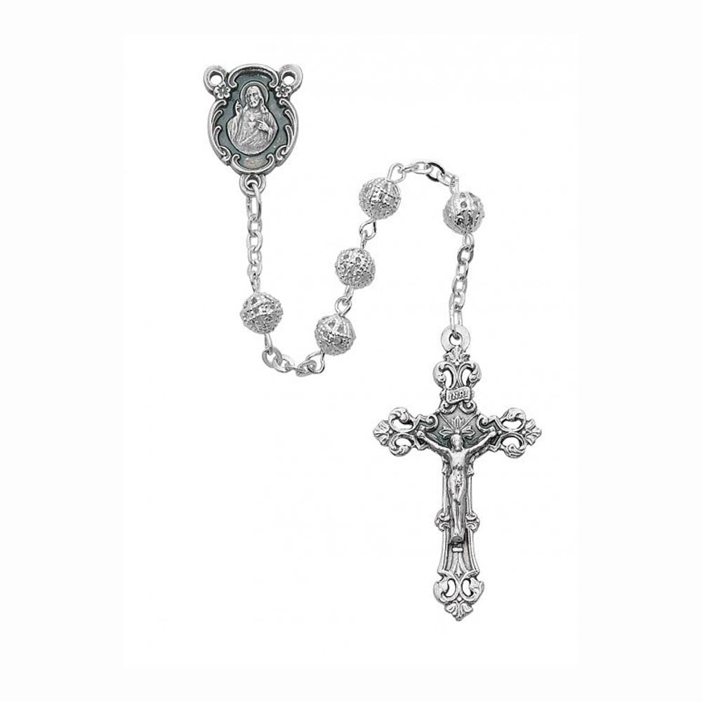 6mm Sterling Silver Filigree Rosary 808LF