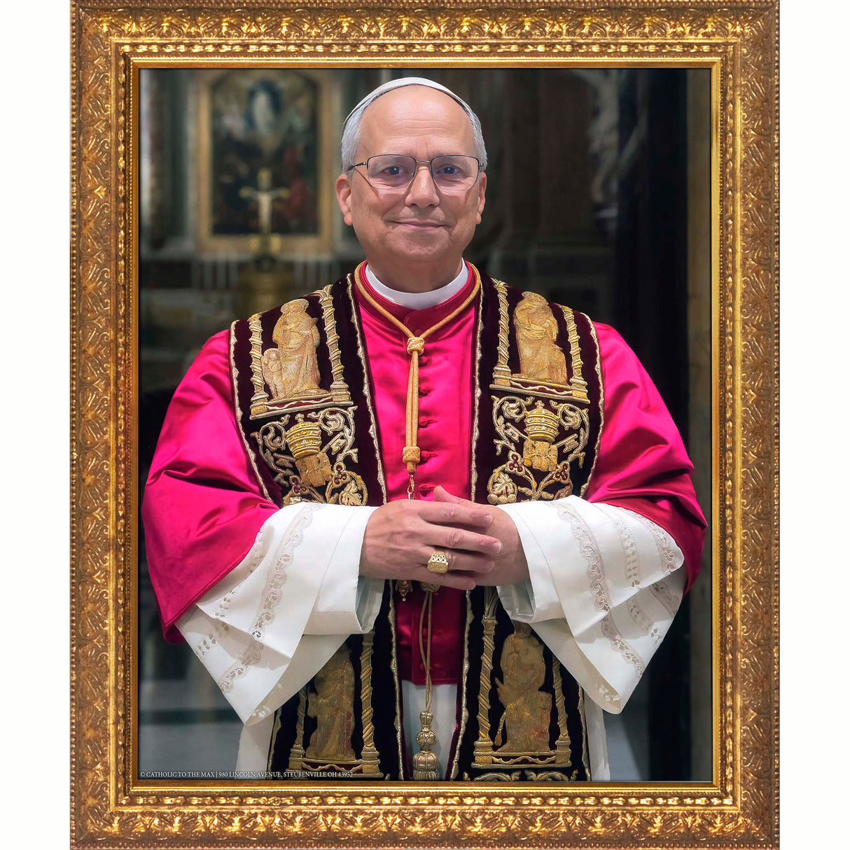 8x10 Pope Leo XIV Official Portrait in Gold Frame