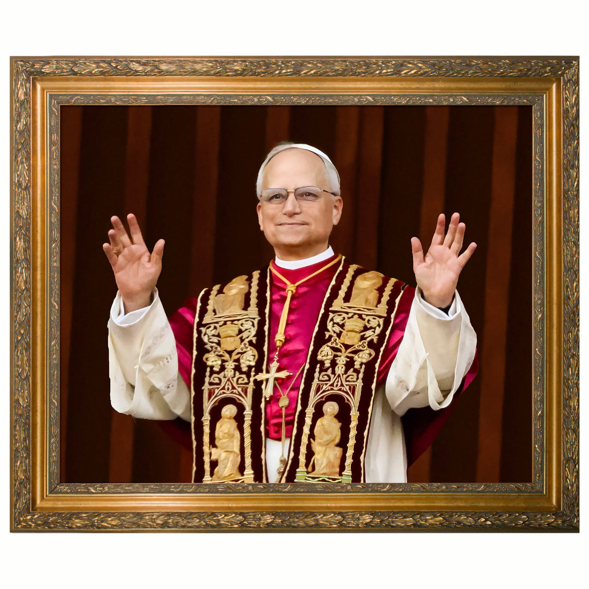 16x20 Pope Leo XIV Extending His Blessing in Gold Frame