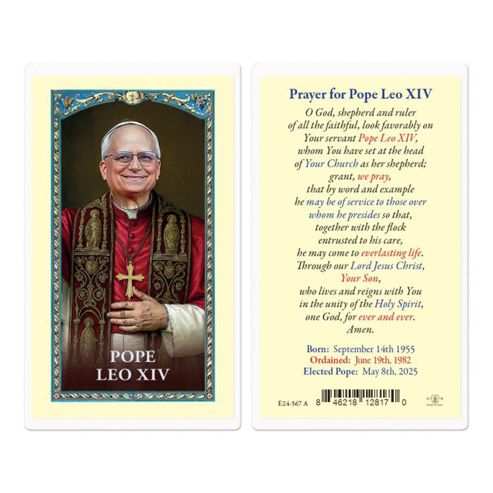 Prayer for Pope Leo XIV Laminated Holy Card E24-567A